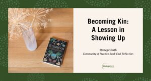 A book on a desk with book club reflection title